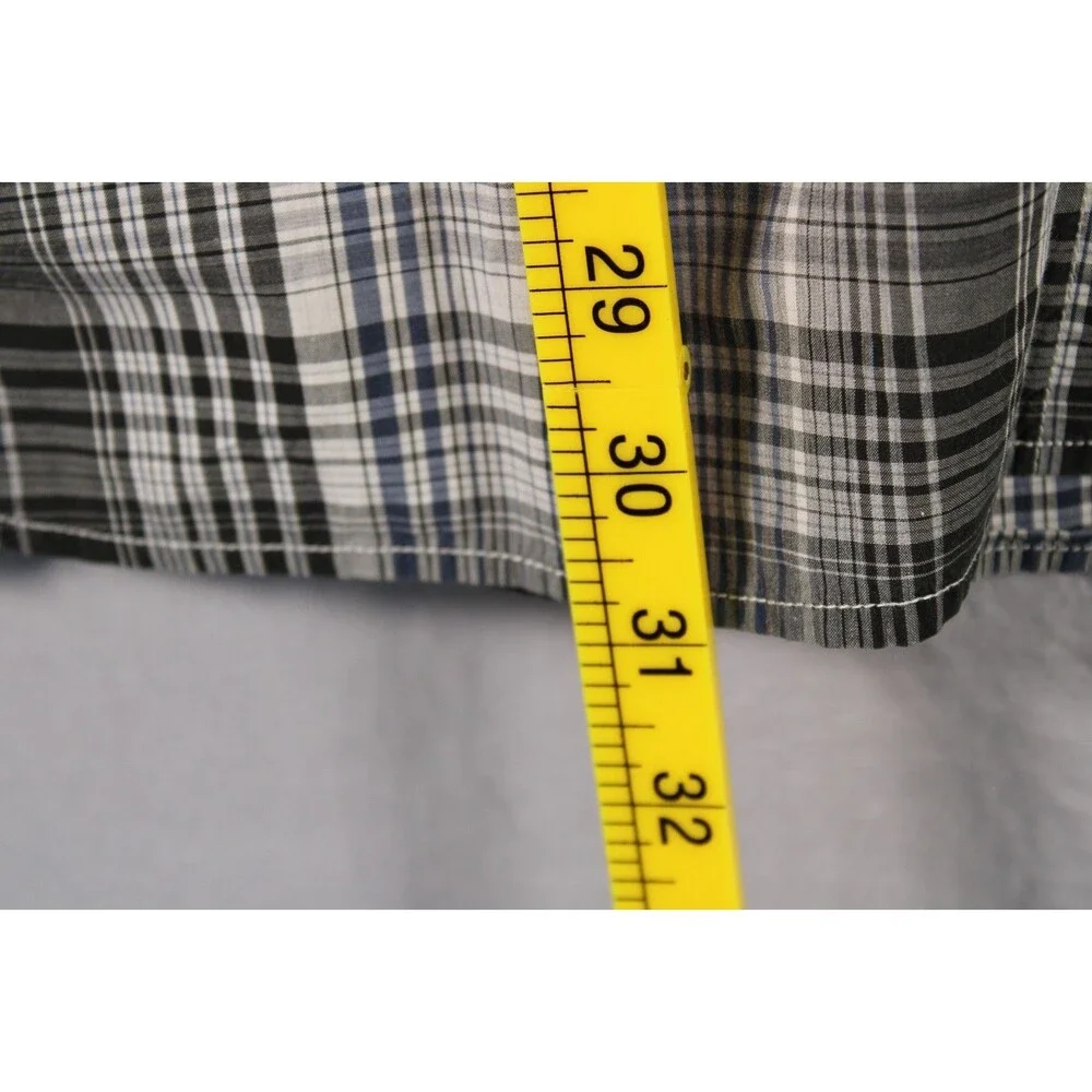 Banana Republic Men's Slim Fit Plaid Long Sleeve Pearl Snap Shirt Large Pearl